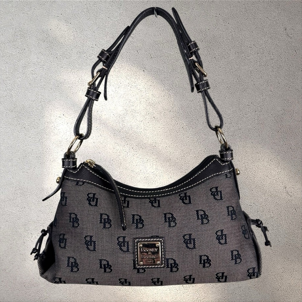 Dooney & Bourke Black and Gray Signature Canvas Shoulder Bag